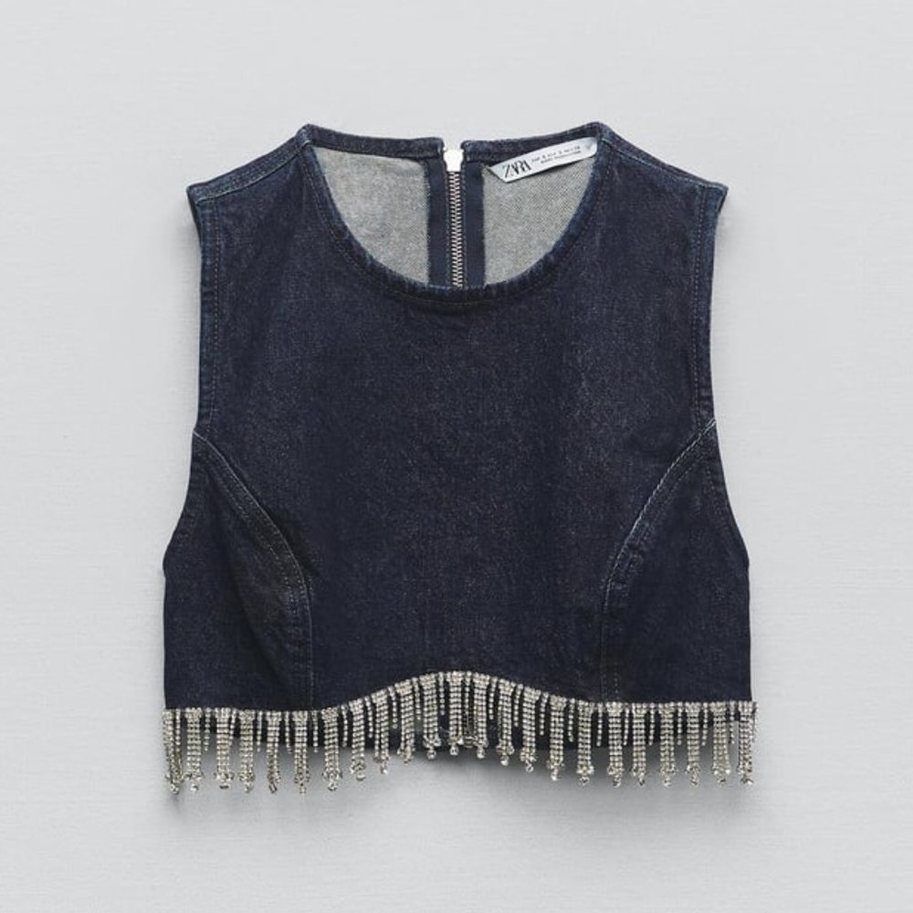 ZARA JEWEL DENIM TOP